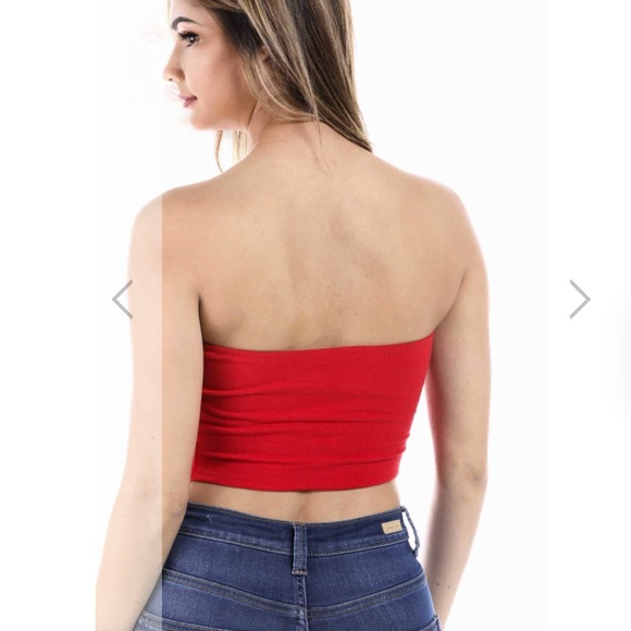 grey basic thick strapless cotton tube top NEW - Picture 4 of 6